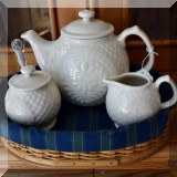 P17. Longaberger china tea set with basket - $85 